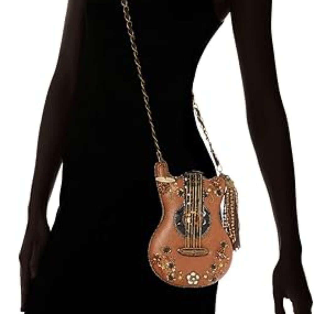 Mary Frances Special Hall Of Fame Bag Guitar Brown Beaded Handbag Music Tan NEW - Picture 10 of 11